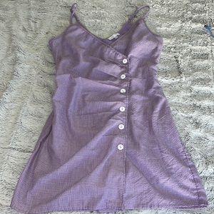 Button up purple/white button up lined dress.